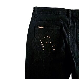 REVOLT Juniors Size 11 Black Denim Mid-Rise Jeans Pants Embellished NWT